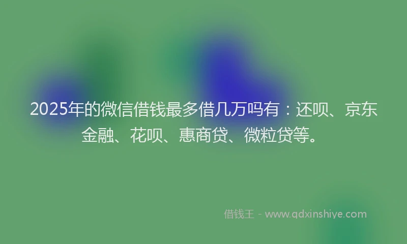 2025年的微信借钱最多借几万吗有：还呗、京东金融、花呗、惠商贷、微粒贷等。