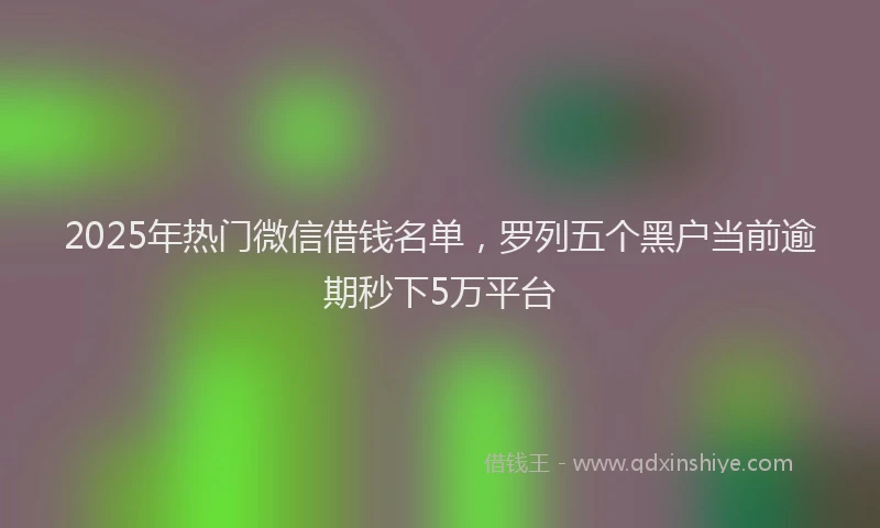 2025年热门微信借钱名单，罗列五个黑户当前逾期秒下5万平台