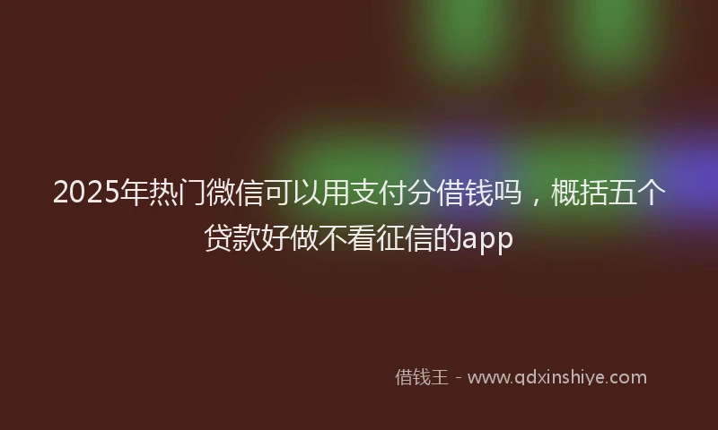 2025年热门微信可以用支付分借钱吗，概括五个贷款好做不看征信的app