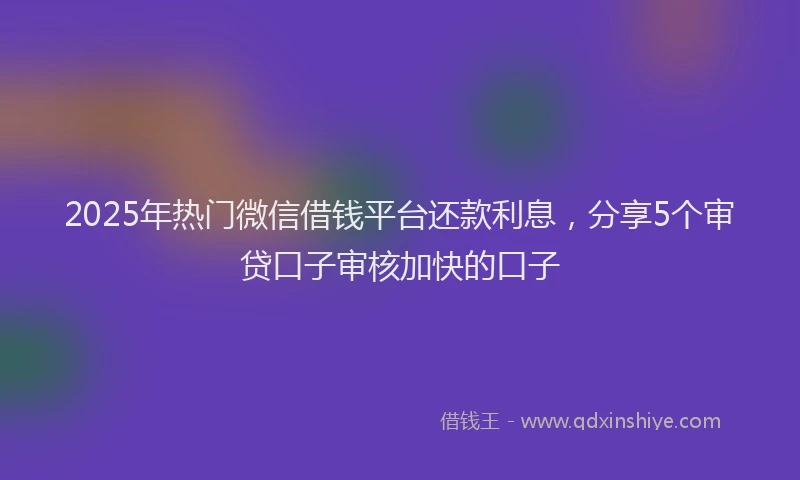 2025年热门微信借钱平台还款利息，分享5个审贷口子审核加快的口子