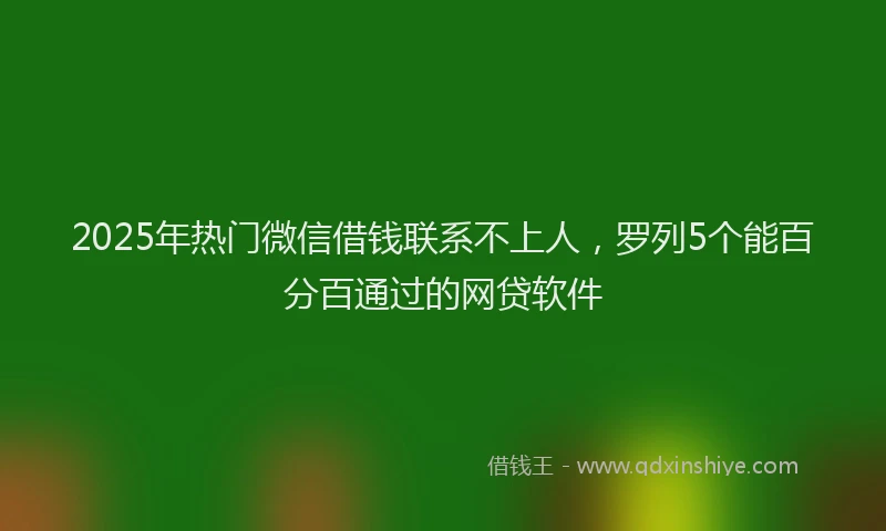 2025年热门微信借钱联系不上人，罗列5个能百分百通过的网贷软件