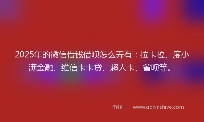 2025年的微信借钱借呗怎么弄有：拉卡拉、度小满金融、维信卡卡贷、超人卡、省呗等。