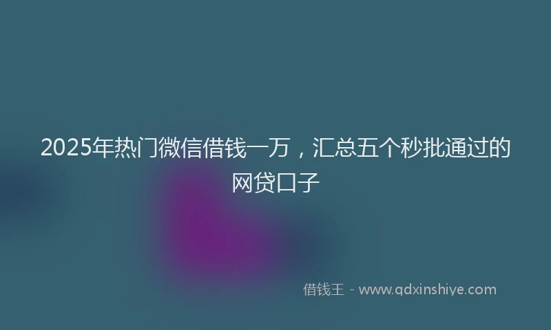 2025年热门微信借钱一万，汇总五个秒批通过的网贷口子