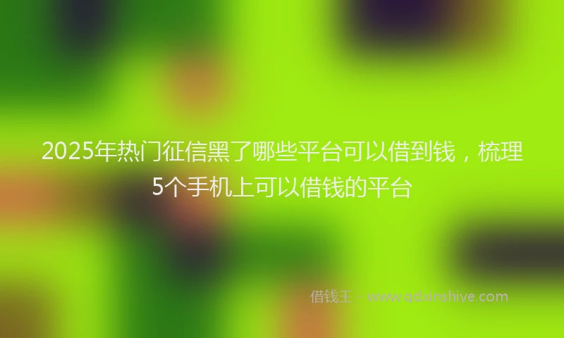 2025年热门征信黑了哪些平台可以借到钱，梳理5个手机上可以借钱的平台