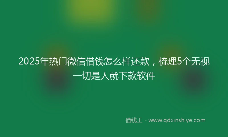 2025年热门微信借钱怎么样还款，梳理5个无视一切是人就下款软件