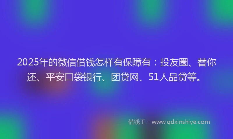 2025年的微信借钱怎样有保障有：投友圈、替你还、平安口袋银行、团贷网、51人品贷等。