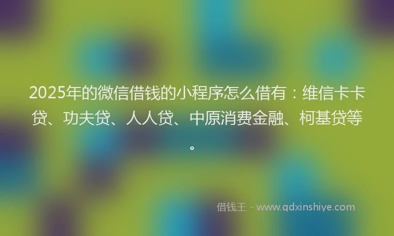 2025年的微信借钱的小程序怎么借有：维信卡卡贷、功夫贷、人人贷、中原消费金融、柯基贷等。