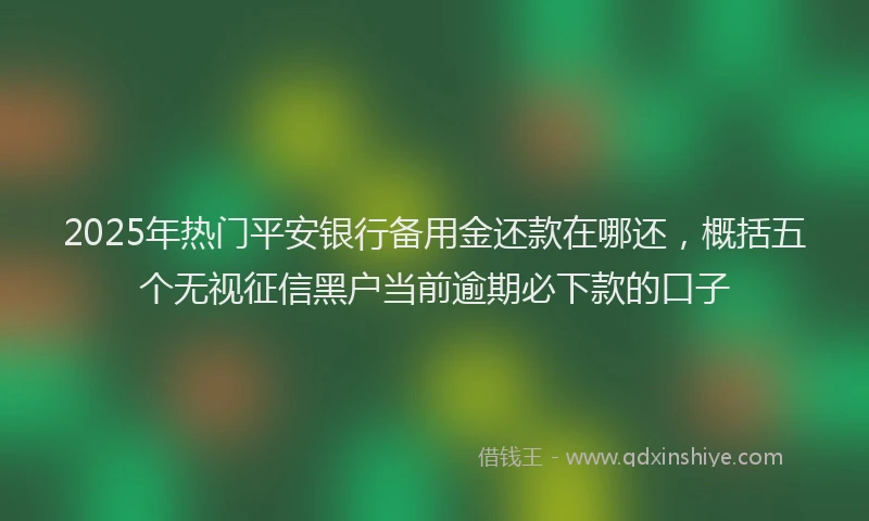 2025年热门平安银行备用金还款在哪还，概括五个无视征信黑户当前逾期必下款的口子