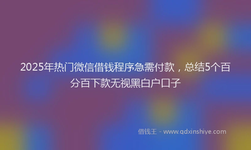 2025年热门微信借钱程序急需付款，总结5个百分百下款无视黑白户口子