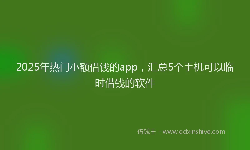 2025年热门小额借钱的app，汇总5个手机可以临时借钱的软件
