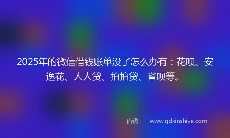 2025年的微信借钱账单没了怎么办有：花呗、安逸花、人人贷、拍拍贷、省呗等。
