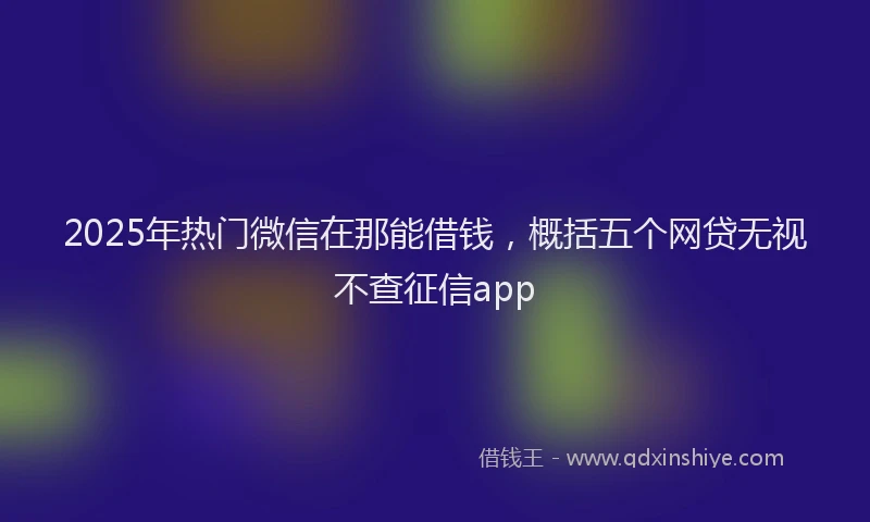 2025年热门微信在那能借钱，概括五个网贷无视不查征信app