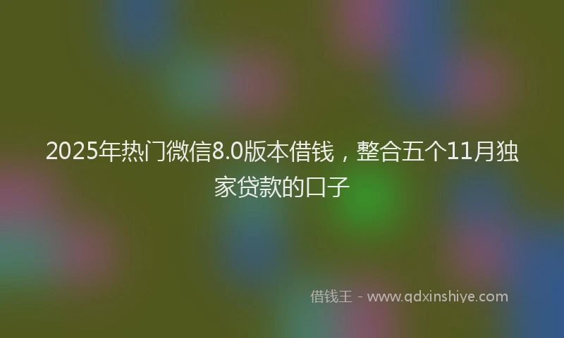 2025年热门微信8.0版本借钱，整合五个11月独家贷款的口子