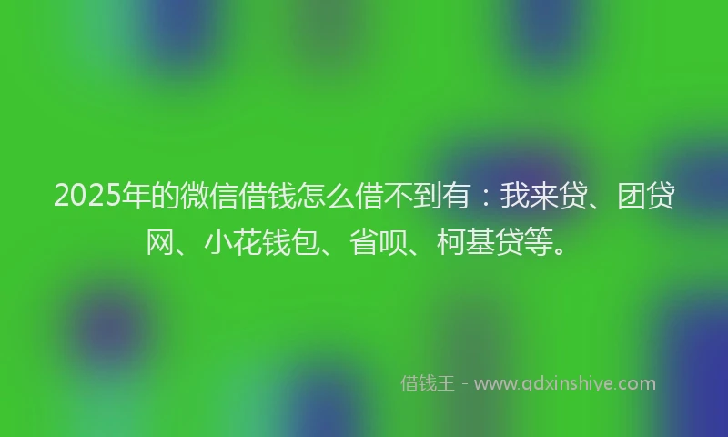 2025年的微信借钱怎么借不到有：我来贷、团贷网、小花钱包、省呗、柯基贷等。