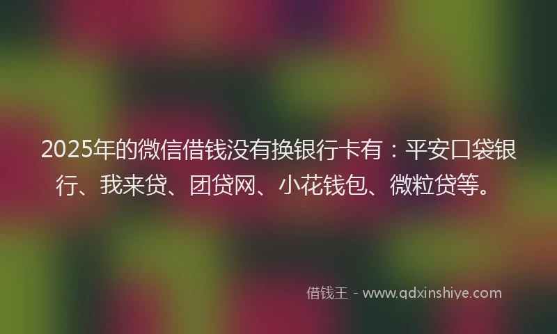2025年的微信借钱没有换银行卡有：平安口袋银行、我来贷、团贷网、小花钱包、微粒贷等。