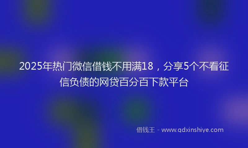 2025年热门微信借钱不用满18，分享5个不看征信负债的网贷百分百下款平台