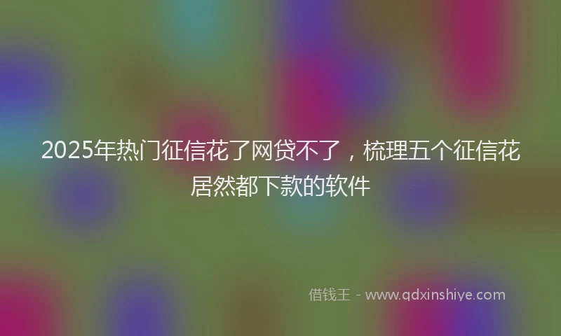 2025年热门征信花了网贷不了，梳理五个征信花居然都下款的软件