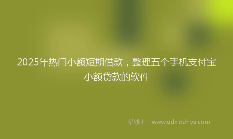 2025年热门小额短期借款，整理五个手机支付宝小额贷款的软件