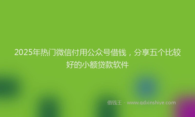 2025年热门微信付用公众号借钱，分享五个比较好的小额贷款软件