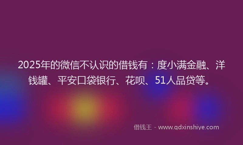 2025年的微信不认识的借钱有：度小满金融、洋钱罐、平安口袋银行、花呗、51人品贷等。