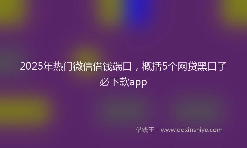 2025年热门微信借钱端口，概括5个网贷黑口子必下款app