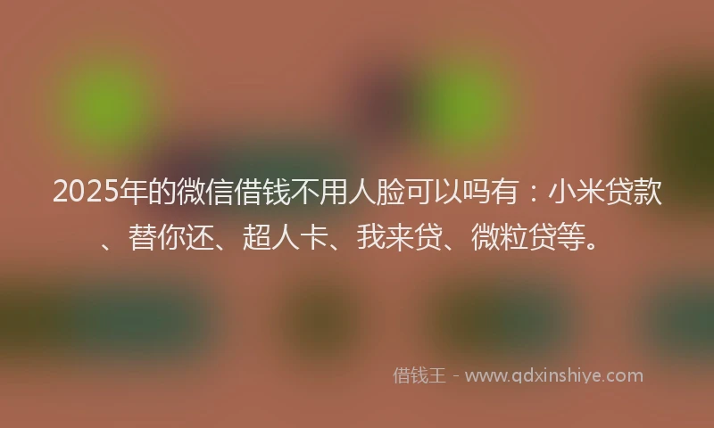 2025年的微信借钱不用人脸可以吗有：小米贷款、替你还、超人卡、我来贷、微粒贷等。