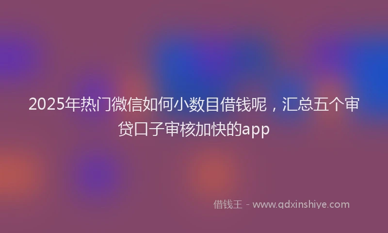 2025年热门微信如何小数目借钱呢，汇总五个审贷口子审核加快的app