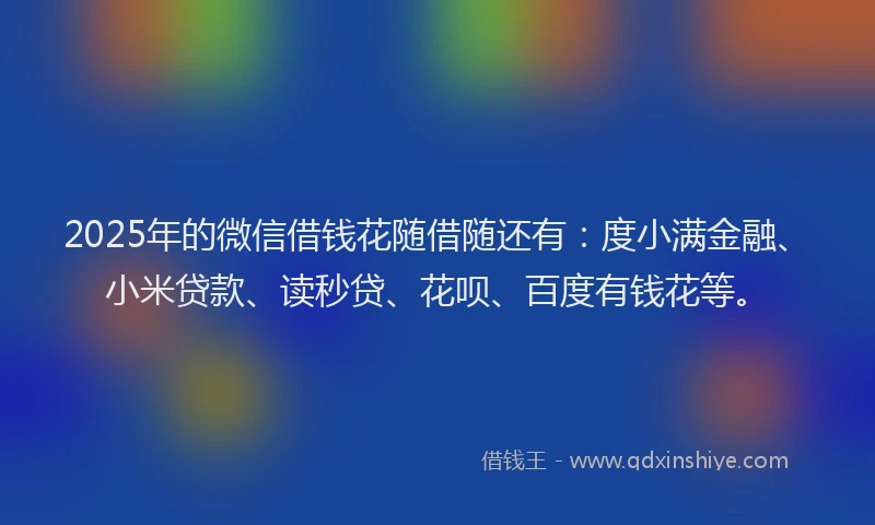 2025年的微信借钱花随借随还有：度小满金融、小米贷款、读秒贷、花呗、百度有钱花等。