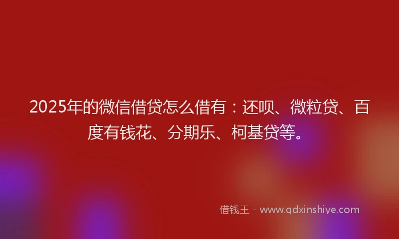 2025年的微信借贷怎么借有：还呗、微粒贷、百度有钱花、分期乐、柯基贷等。