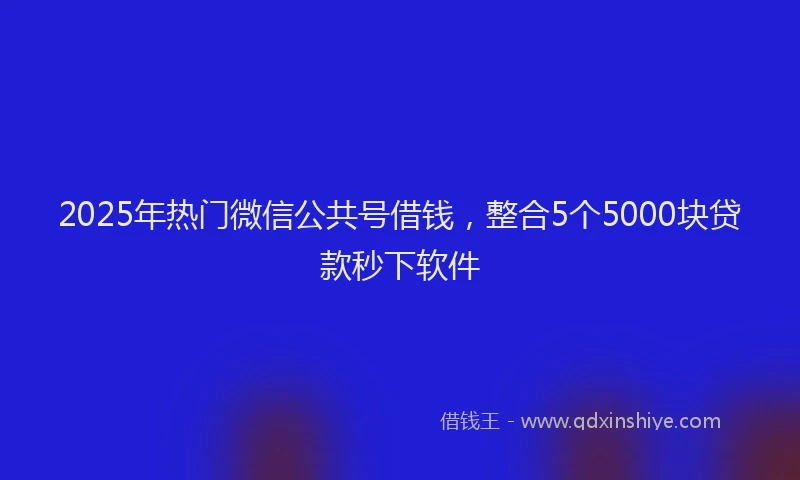 2025年热门微信公共号借钱，整合5个5000块贷款秒下软件