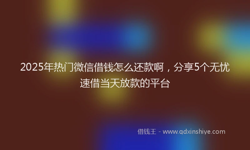 2025年热门微信借钱怎么还款啊，分享5个无忧速借当天放款的平台