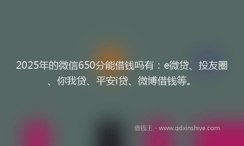 2025年的微信650分能借钱吗有：e微贷、投友圈、你我贷、平安i贷、微博借钱等。