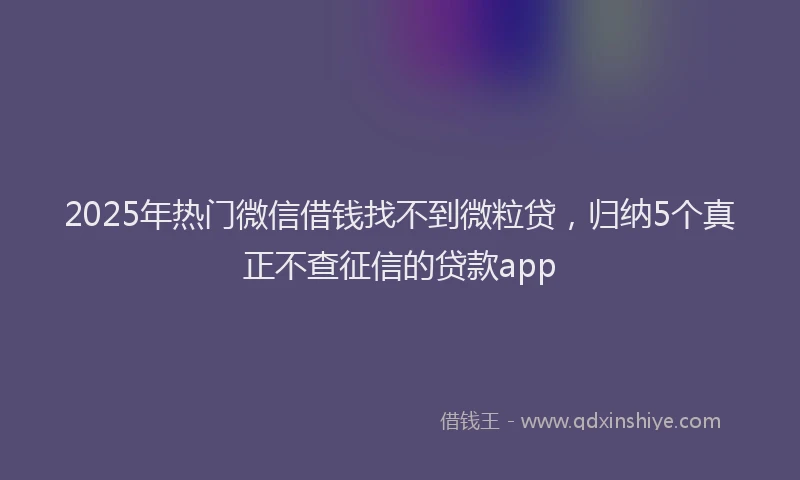 2025年热门微信借钱找不到微粒贷，归纳5个真正不查征信的贷款app
