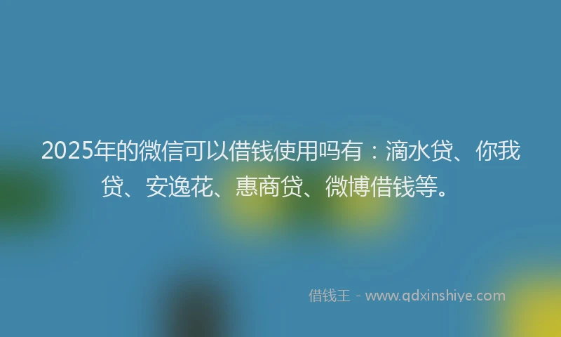 2025年的微信可以借钱使用吗有：滴水贷、你我贷、安逸花、惠商贷、微博借钱等。