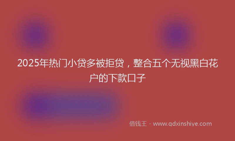 2025年热门小贷多被拒贷，整合五个无视黑白花户的下款口子