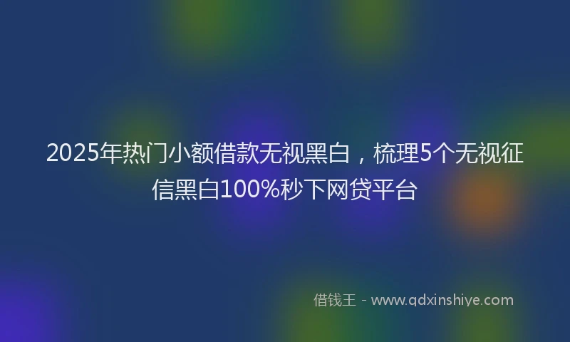 2025年热门小额借款无视黑白，梳理5个无视征信黑白100%秒下网贷平台