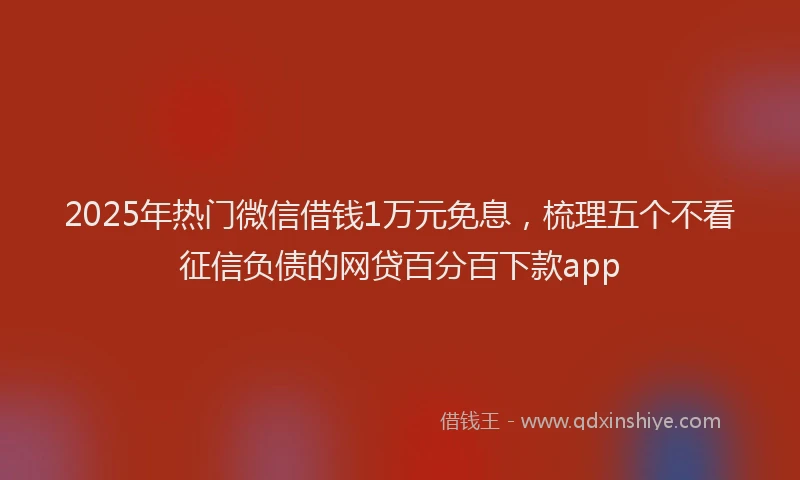 2025年热门微信借钱1万元免息，梳理五个不看征信负债的网贷百分百下款app