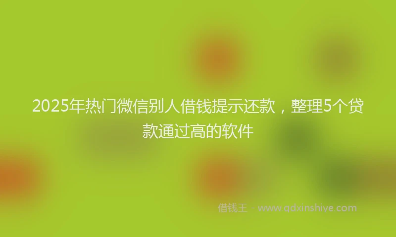 2025年热门微信别人借钱提示还款，整理5个贷款通过高的软件
