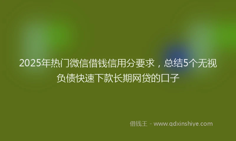 2025年热门微信借钱信用分要求，总结5个无视负债快速下款长期网贷的口子