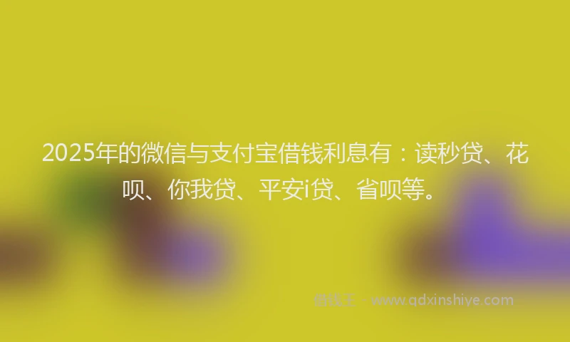 2025年的微信与支付宝借钱利息有：读秒贷、花呗、你我贷、平安i贷、省呗等。