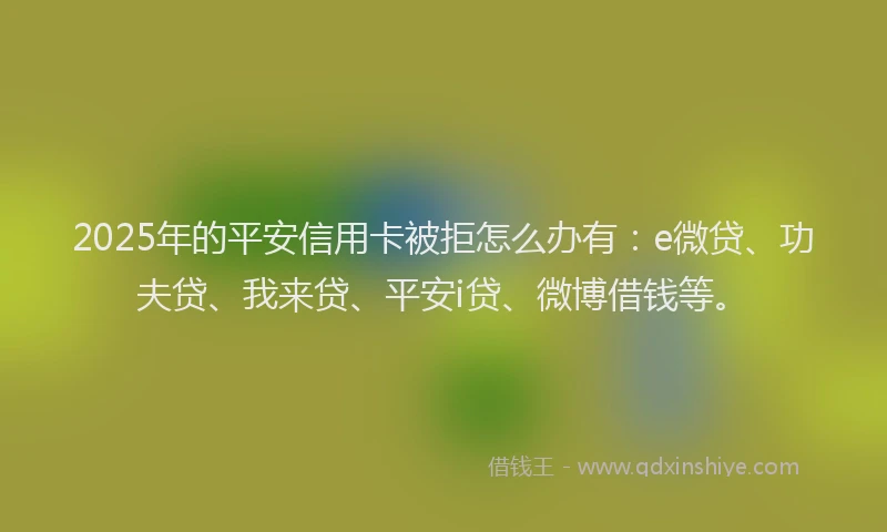 2025年的平安信用卡被拒怎么办有：e微贷、功夫贷、我来贷、平安i贷、微博借钱等。