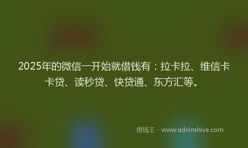 2025年的微信一开始就借钱有：拉卡拉、维信卡卡贷、读秒贷、快贷通、东方汇等。