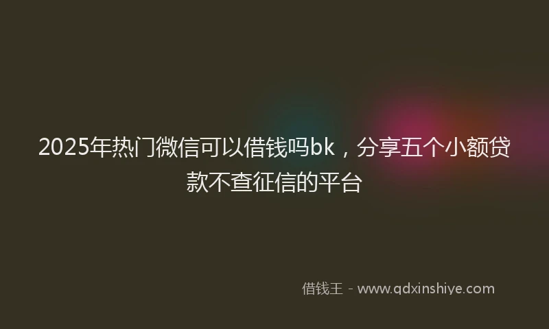 2025年热门微信可以借钱吗bk，分享五个小额贷款不查征信的平台