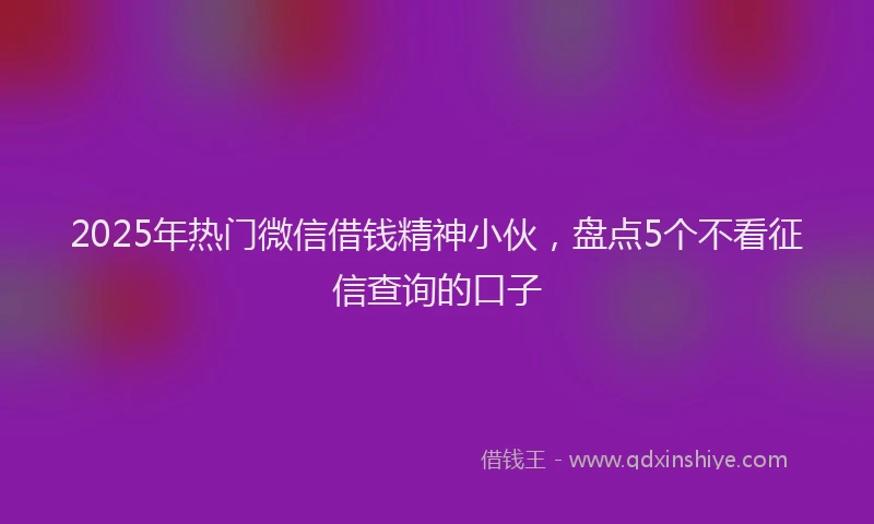 2025年热门微信借钱精神小伙，盘点5个不看征信查询的口子
