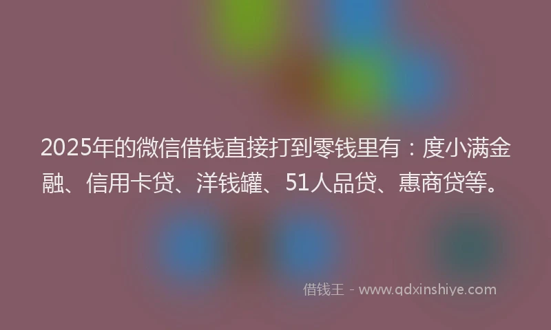 2025年的微信借钱直接打到零钱里有：度小满金融、信用卡贷、洋钱罐、51人品贷、惠商贷等。
