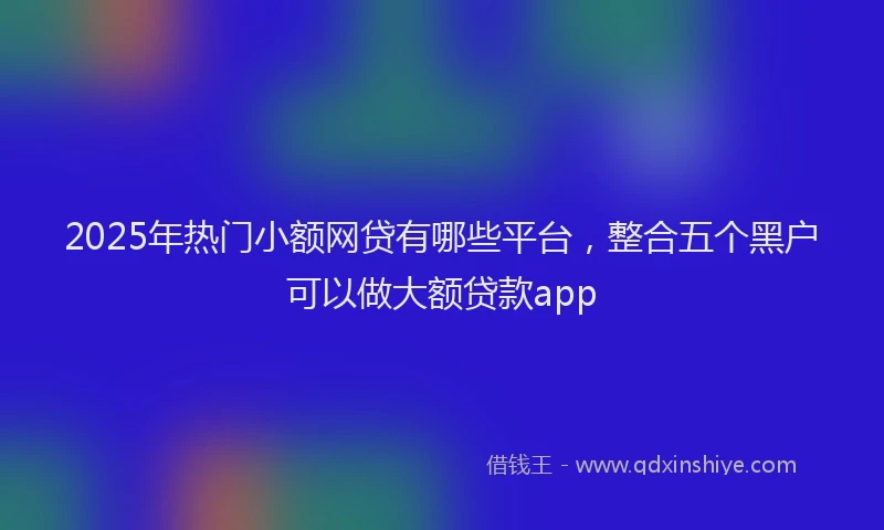 2025年热门小额网贷有哪些平台，整合五个黑户可以做大额贷款app