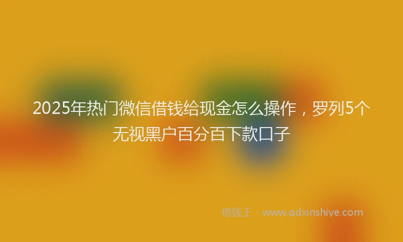 2025年热门微信借钱给现金怎么操作，罗列5个无视黑户百分百下款口子