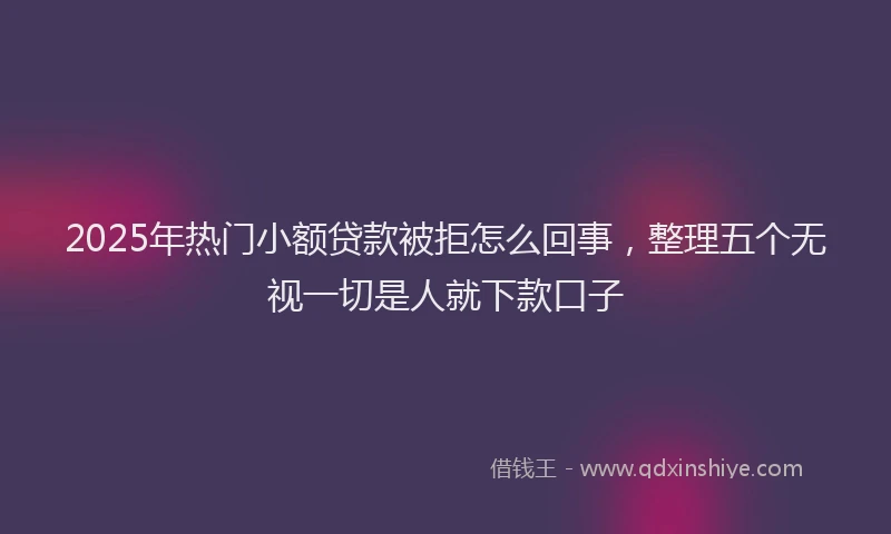 2025年热门小额贷款被拒怎么回事，整理五个无视一切是人就下款口子