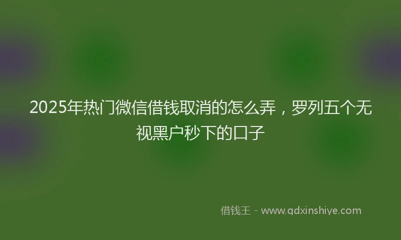 2025年热门微信借钱取消的怎么弄，罗列五个无视黑户秒下的口子