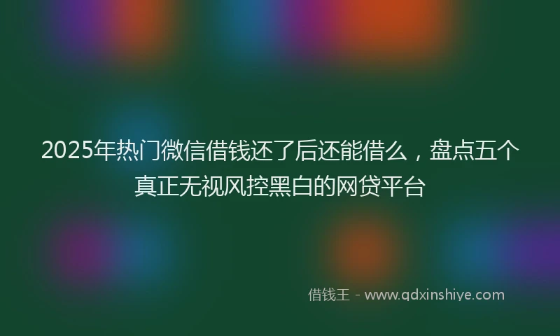 2025年热门微信借钱还了后还能借么，盘点五个真正无视风控黑白的网贷平台